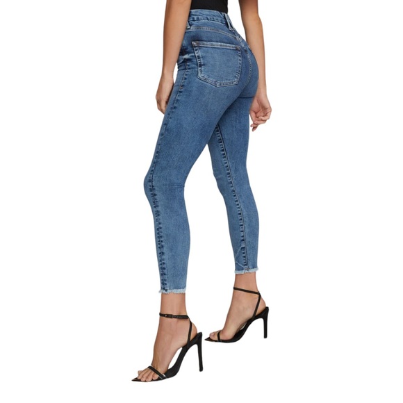 Good American Good Waist Cropped Skinny Leg High Waist Raw Hem Stretch Jeans 8 - Picture 7 of 16